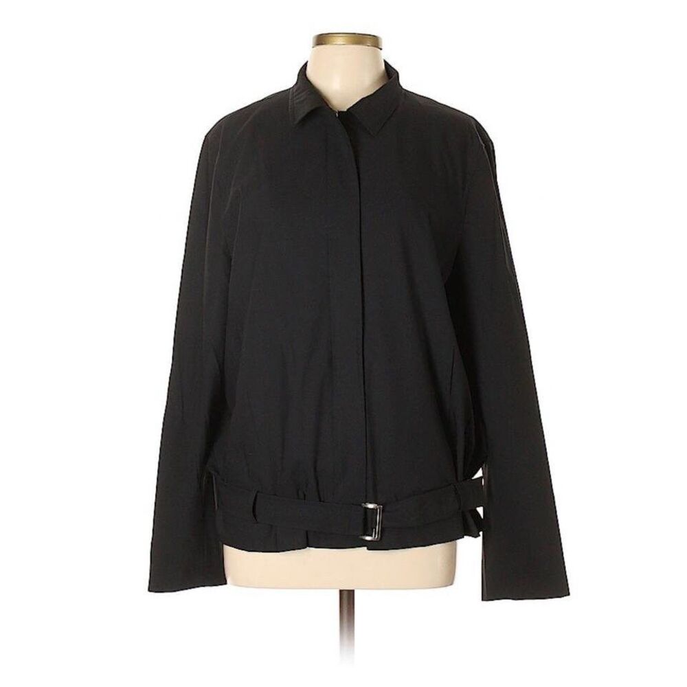René Lezard VTG 90s Y2K Lightweight Wool Buckle Moto Style Jacket Black Sz 44/L
